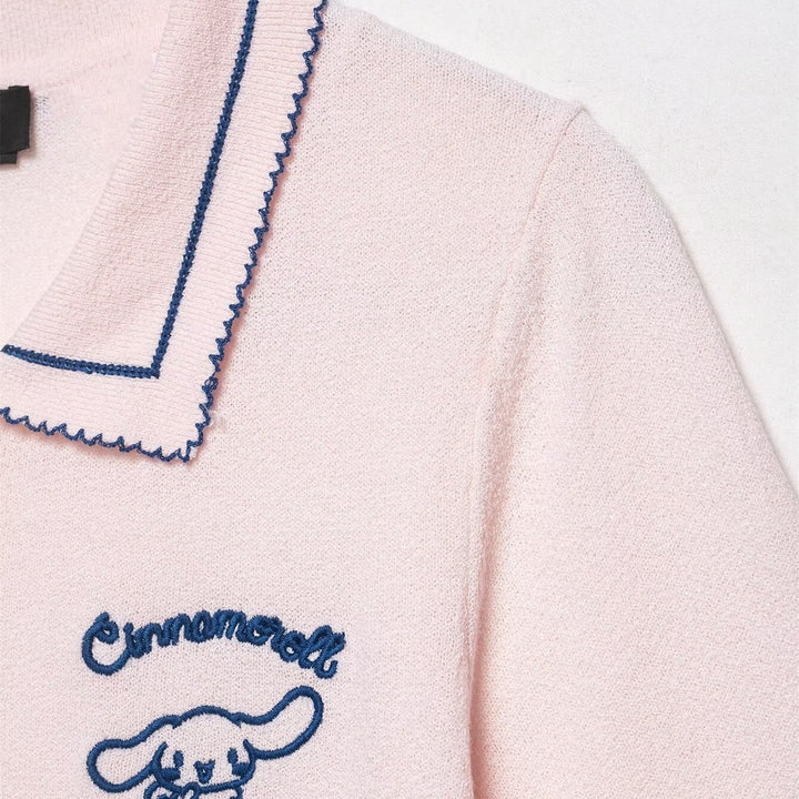 Damen Polo-Shirt mit feiner Struktur und gesticktem Motiv Echo Archiv