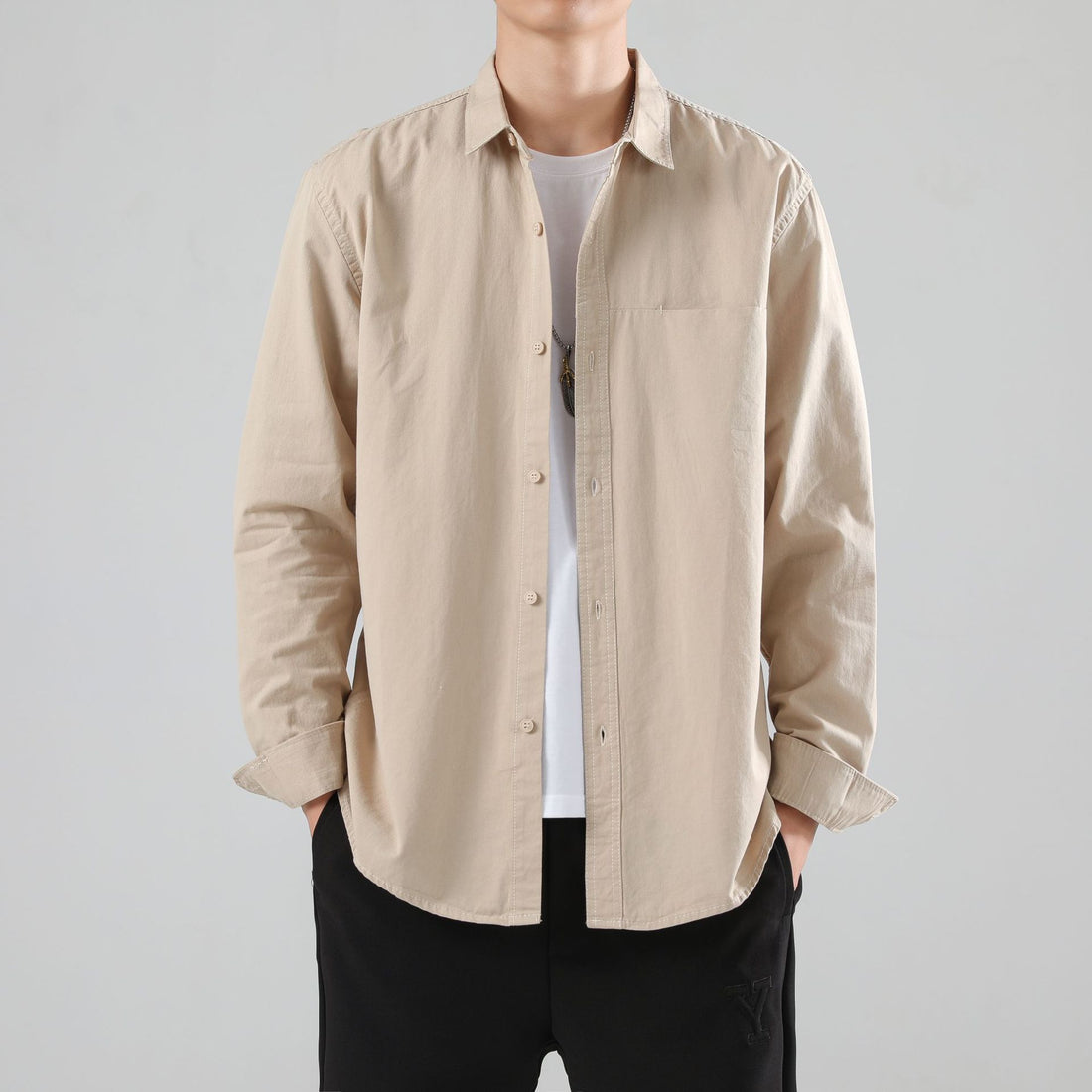 Herren Lockeres Baumwoll-Overshirt mit Brusttasche und leichter Struktur Echo Archiv