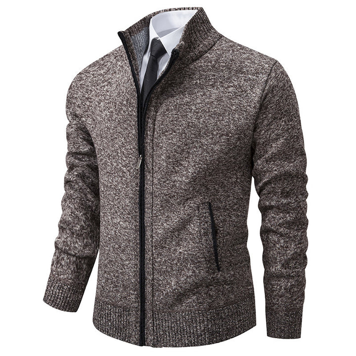 Herren sportliche Strickjacke mit Stehkragen und Reißverschluss Echoarchiv
