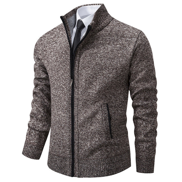 Herren sportliche Strickjacke mit Stehkragen und Reißverschluss Echoarchiv