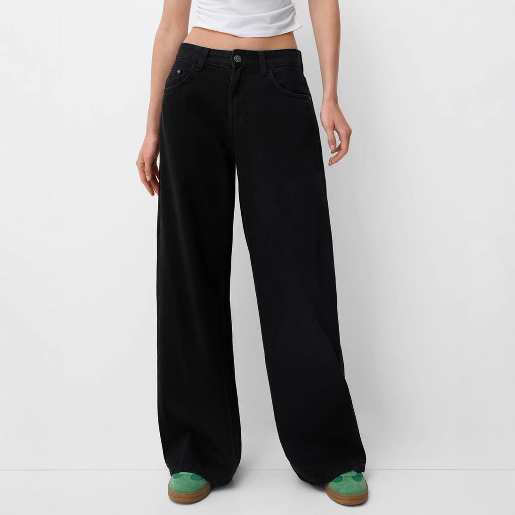 Damen nan ultraweite bodenlange Denim-Palazzohose mit cleanem Taschen-Schnitt und leichter Stretchwirkung Echo Archiv