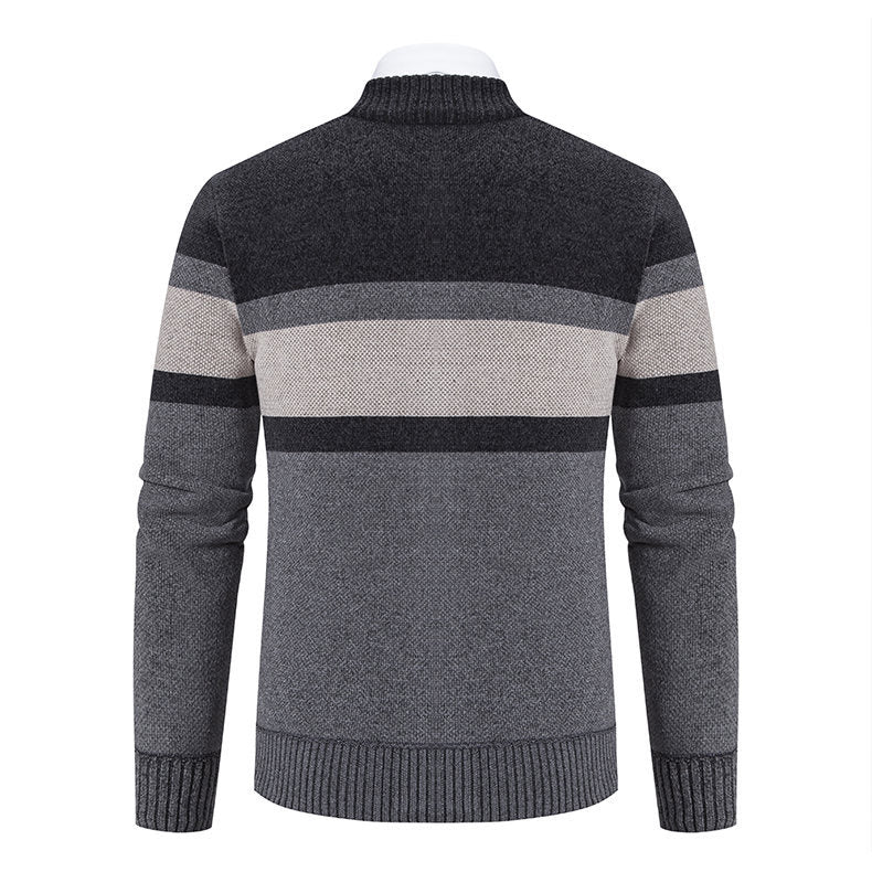 Herren moderne Strickjacke mit hohem Kragen und durchgehendem Reißverschluss Echoarchiv