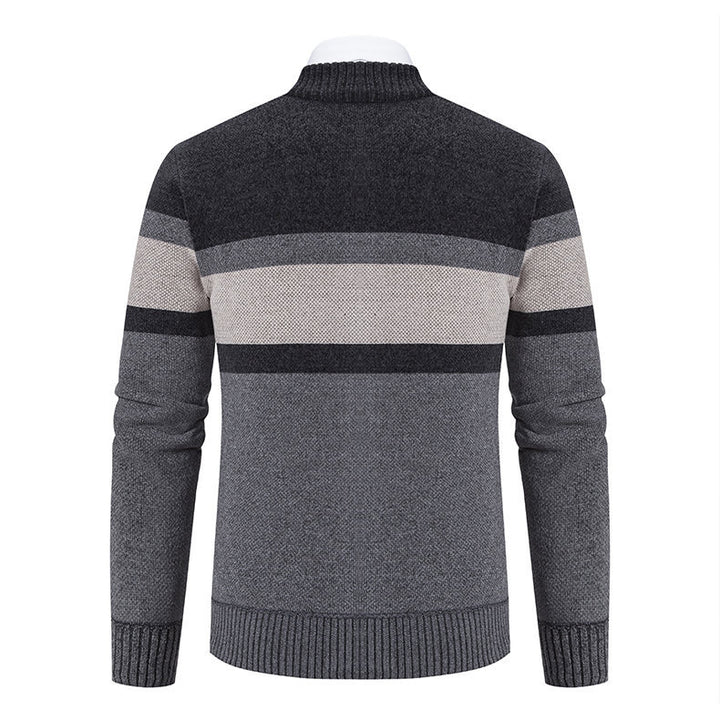 Herren moderne Strickjacke mit hohem Kragen und durchgehendem Reißverschluss Echoarchiv