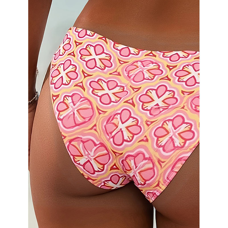 Damen Bikinislip mit floralem Muster und hohem Beinausschnitt Echo Archiv