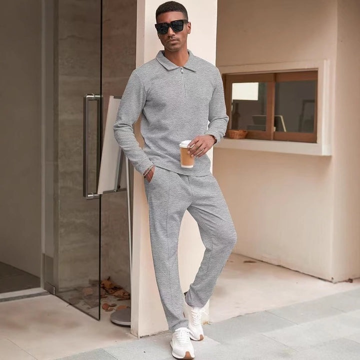 Herren Freizeit-Oberteil und Hose Set mit strukturiertem Design Echoarchiv