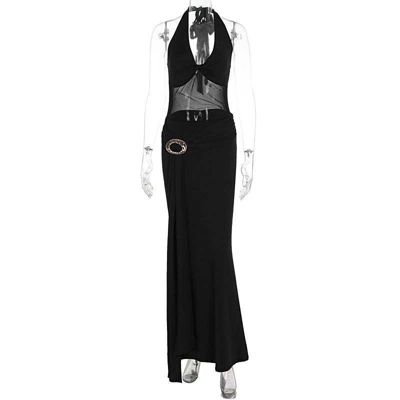 Damen Maxikleid mit raffiniertem Wickeldesign und elegantem Halterhals Echo Archiv