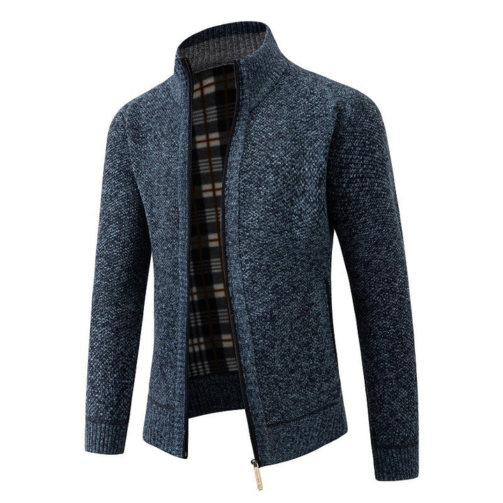 Herren modische Strickjacke mit innovativer Struktur und warmem Futter Echoarchiv