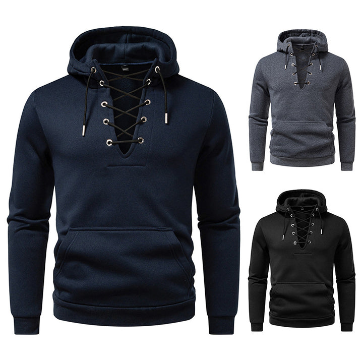 Herren Kapuzenpullover mit modischem Schnürdesign Echoarchiv