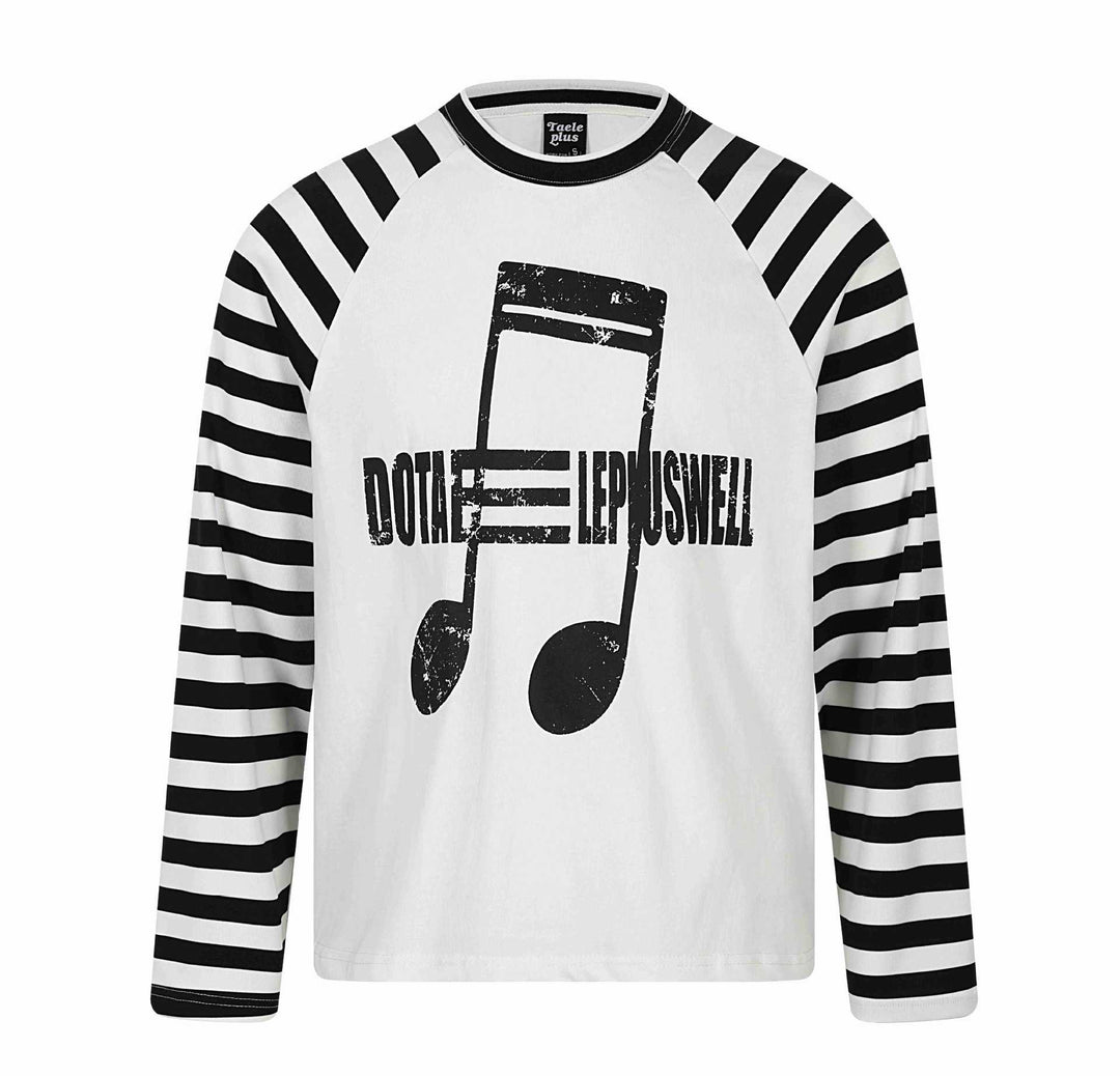 Unisex Langärmliges Raglan-Longsleeve mit Musik‑Print und gestreiften Ärmeln Echoarchiv