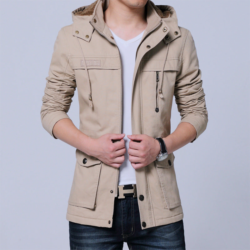 Herren Canvas‑Utility‑Parka mit Kapuze und Teddyfutter – Taviero
