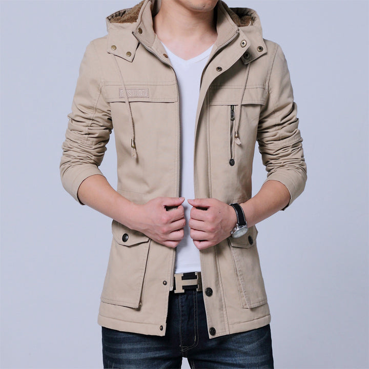 Herren Canvas‑Utility‑Parka mit Kapuze und Teddyfutter – Taviero