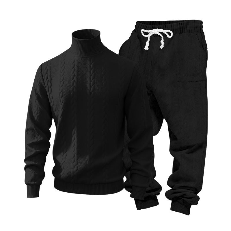 Herren lässiger Strickpullover mit Rollkragen und bequemen Sweatpants Echoarchiv