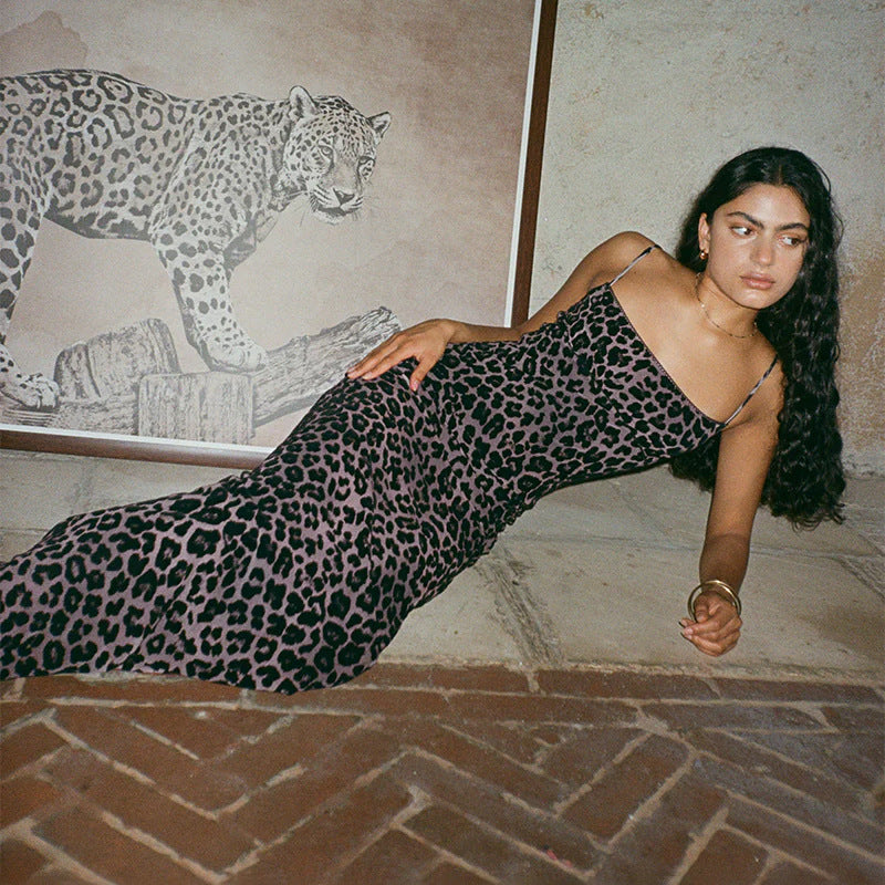 Damen Maxikleid mit elegantem Animal-Print und schmalen Trägern Echo Archiv