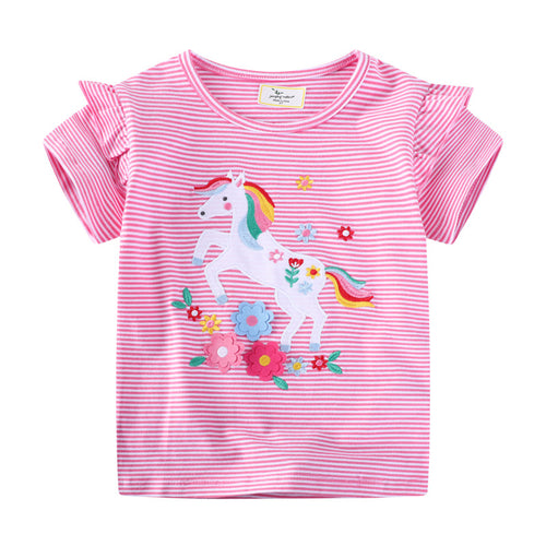 Mädchen T-Shirt mit zauberhaftem Einhorn-Motiv und Rüschendetail Echo Archiv