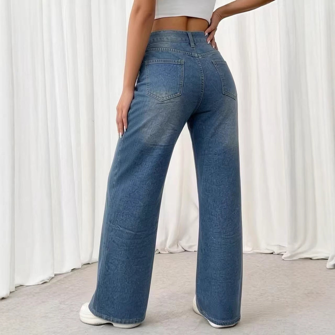 Damen weite Jeans mit kunstvollem Aufdruck Echo Archiv