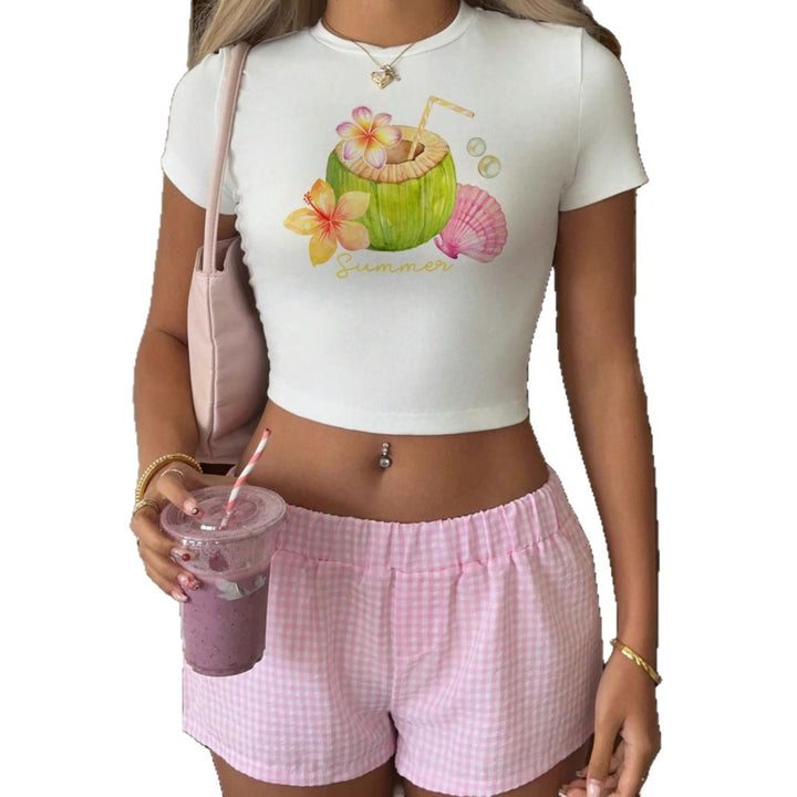 Damen Crop-Top mit fruchtigem Sommerdesign und lässigem Schnitt Echo Archiv