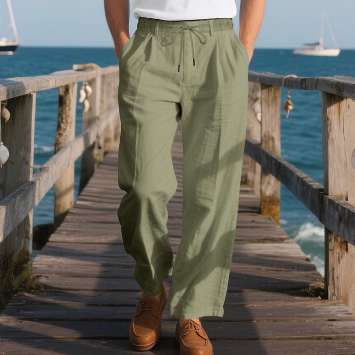 Herren lockere Sommerhose aus leichtem, atmungsaktiven Stoff mit Kordelzug Echoarchiv