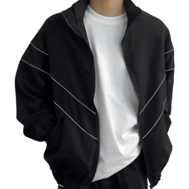 Unisex Sportliche Windjacke mit hohen Kragen und reflektierenden Akzenten Echoarchiv