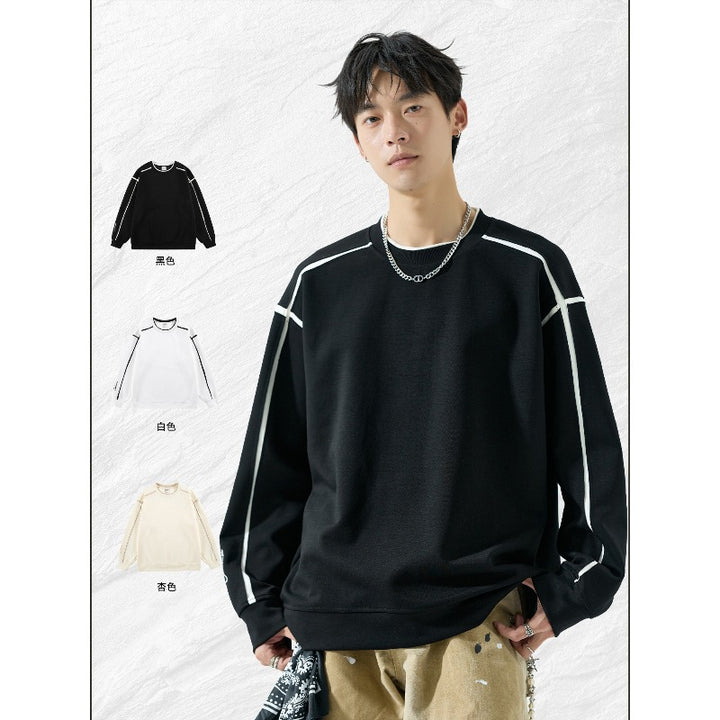 Herren Oversize Sweatshirt mit Kontrastnaht und Rundhalsausschnitt Echoarchiv