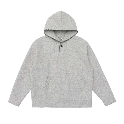 Unisex Kapuzenpullover aus Wollfleece mit halber Knopfleiste und Kängurutasche Echoarchiv