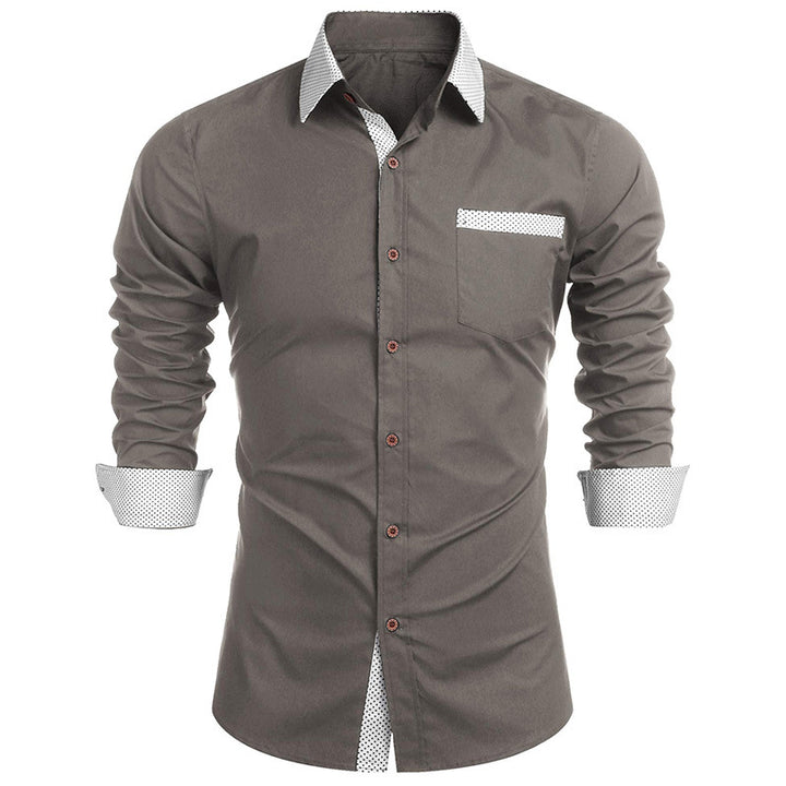 Herren Elegantes Langarmhemd aus hochwertigem Baumwollmix mit modischem Kragen und Brusttasche Echoarchiv