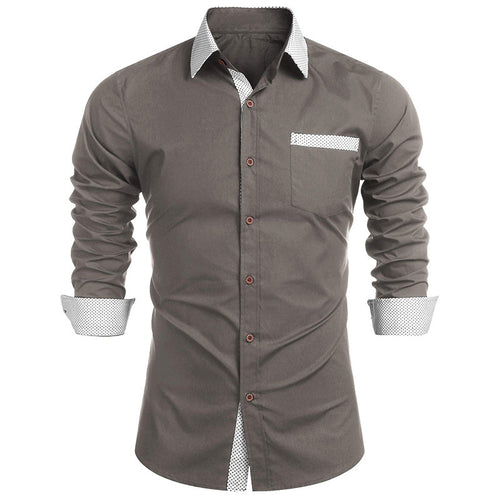 Herren Elegantes Langarmhemd aus hochwertigem Baumwollmix mit modischem Kragen und Brusttasche Echoarchiv