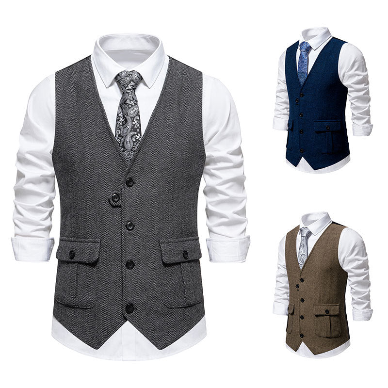 Herren elegante Weste im strukturierten Hahnentrittdesign Echoarchiv