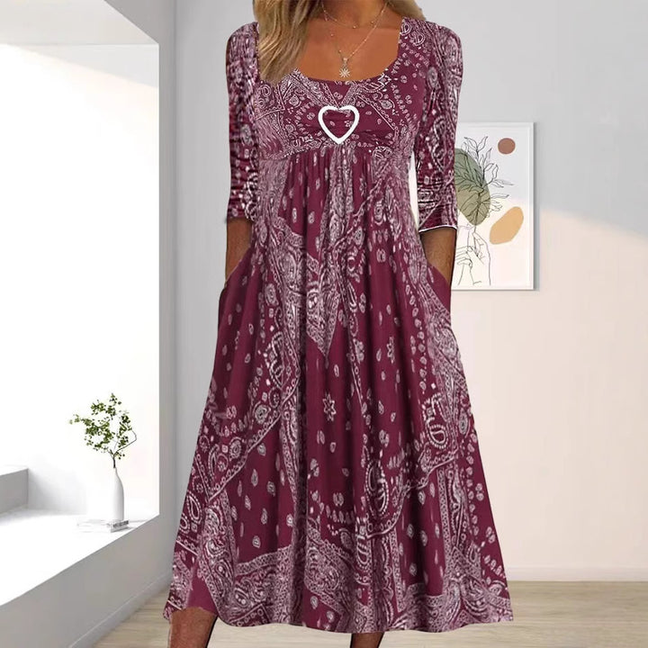Damen nan Maxikleid mit Paisley-Bandana-Muster, Empire‑Naht, gerafftem Unterbrustbereich und Eingrifftaschen Echo Archiv