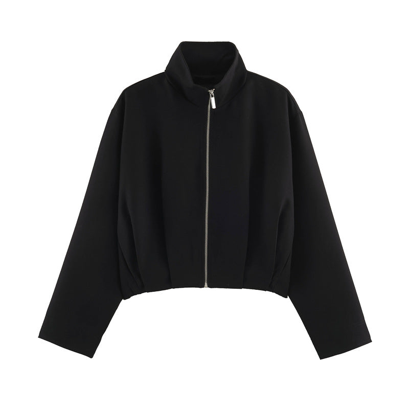 Damen Boxy-Cropped Blousonjacke mit hohem Stehkragen und taillennahem Gummizug Echo Archiv