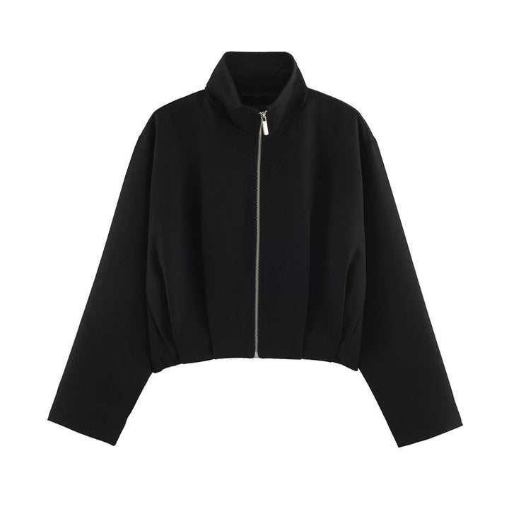 Damen Boxy-Cropped Blousonjacke mit hohem Stehkragen und taillennahem Gummizug Echo Archiv