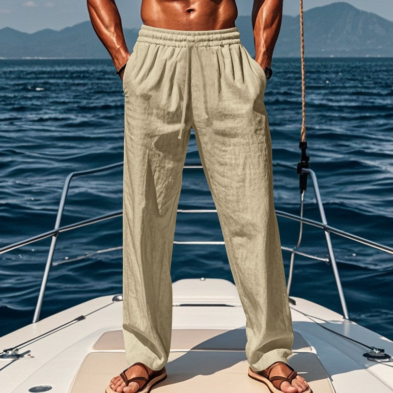 Herren lockere Leinenhose mit elastischem Bund und atmungsaktivem Gewebe Echoarchiv