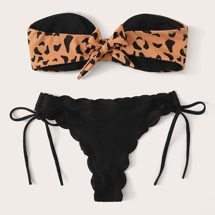 Damen Bikiniset mit trendigem Leopardenmuster und schnürbaren Details Echo Archiv