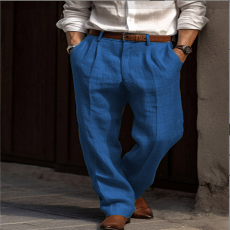 Herren elegante Leinenhose mit schmalem Schnitt und zwei praktischen Eingrifftaschen Echoarchiv
