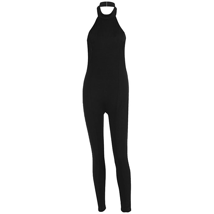 Damen figurbetonter Jumpsuit mit hohem Kragen und Rippstruktur Echo Archiv