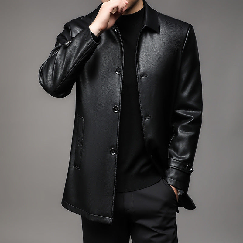 Herren Kunstlederjacke mit elegantem Schnitt und praktischen Taschen Echoarchiv