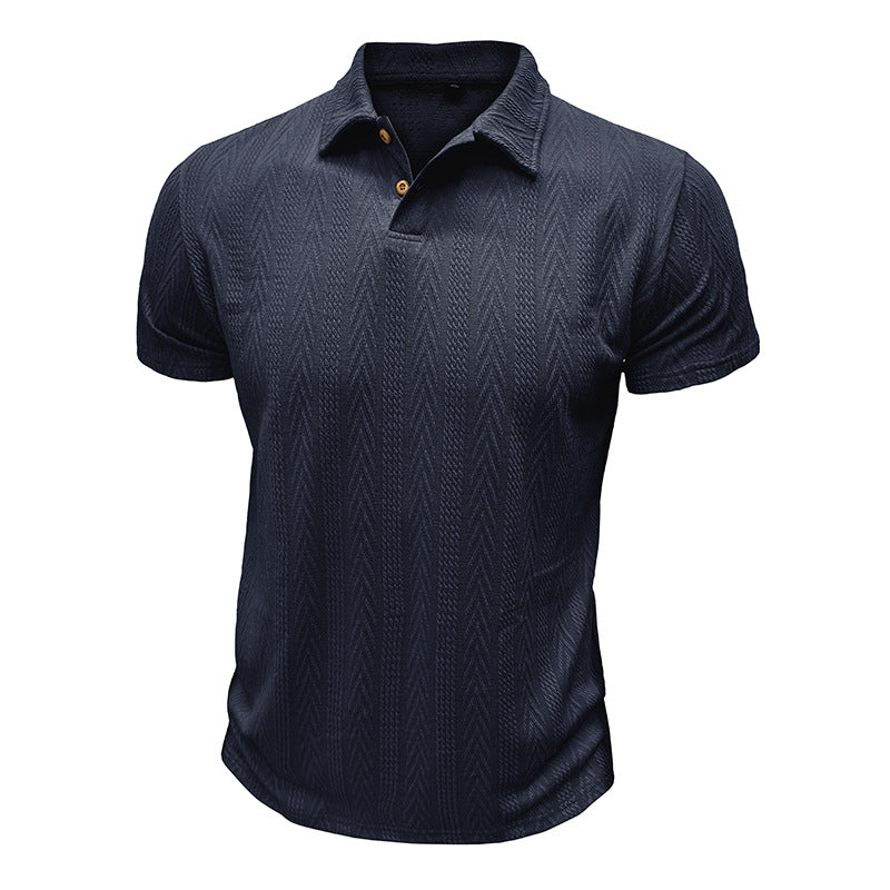 Herren Poloshirt mit strukturiertem Gewebemuster und knöpfbarem Kragen Echoarchiv
