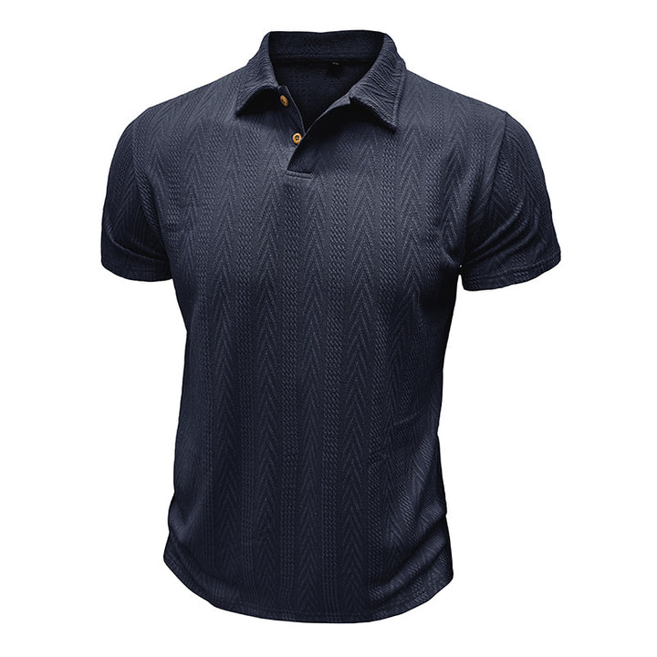 Herren Poloshirt mit strukturiertem Gewebemuster und knöpfbarem Kragen Echoarchiv