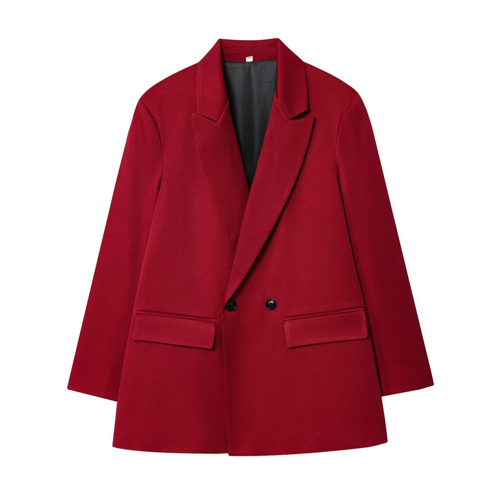Damen 100+ geradliniger Longline Blazer mit Reverskragen, doppelreihiger Optik und Pattentaschen Echo Archiv