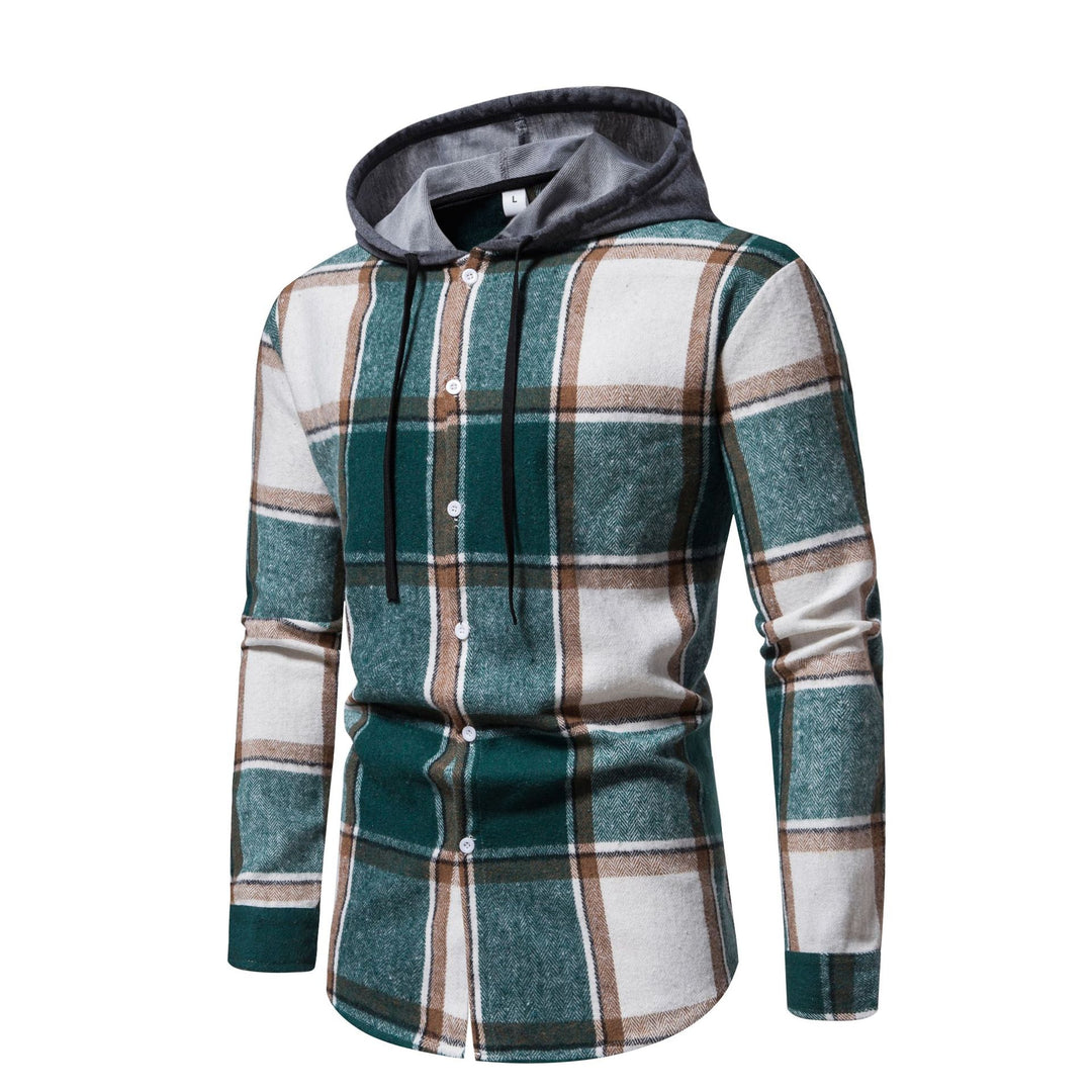 Herren Karo-Hemd mit Kapuze und Button-Down-Verschluss Echoarchiv