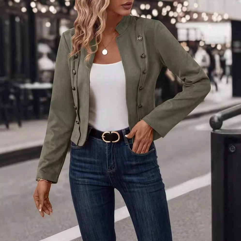 Damen nan taillierte Militärjacke mit Stehkragen und doppelter Knopfleiste Echo Archiv