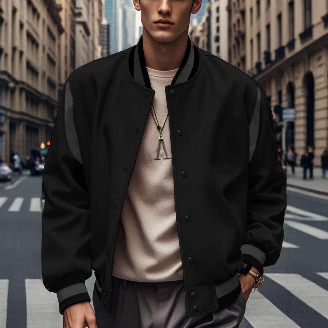 Herren Sportliche Collegejacke mit kontrastrierenden Ärmeln und Knopfdetails Echoarchiv