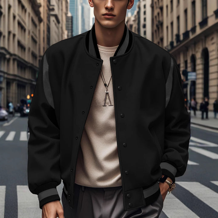 Herren Sportliche Collegejacke mit kontrastrierenden Ärmeln und Knopfdetails Echoarchiv