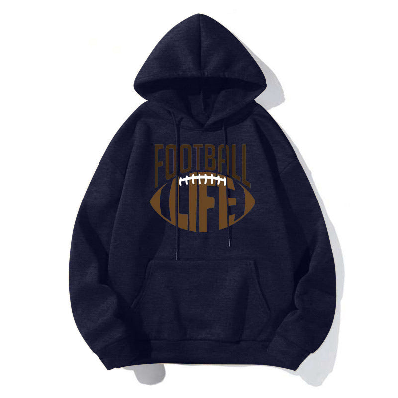 Damen Sportlicher Kapuzenpullover mit Football-Motiv Echoarchiv