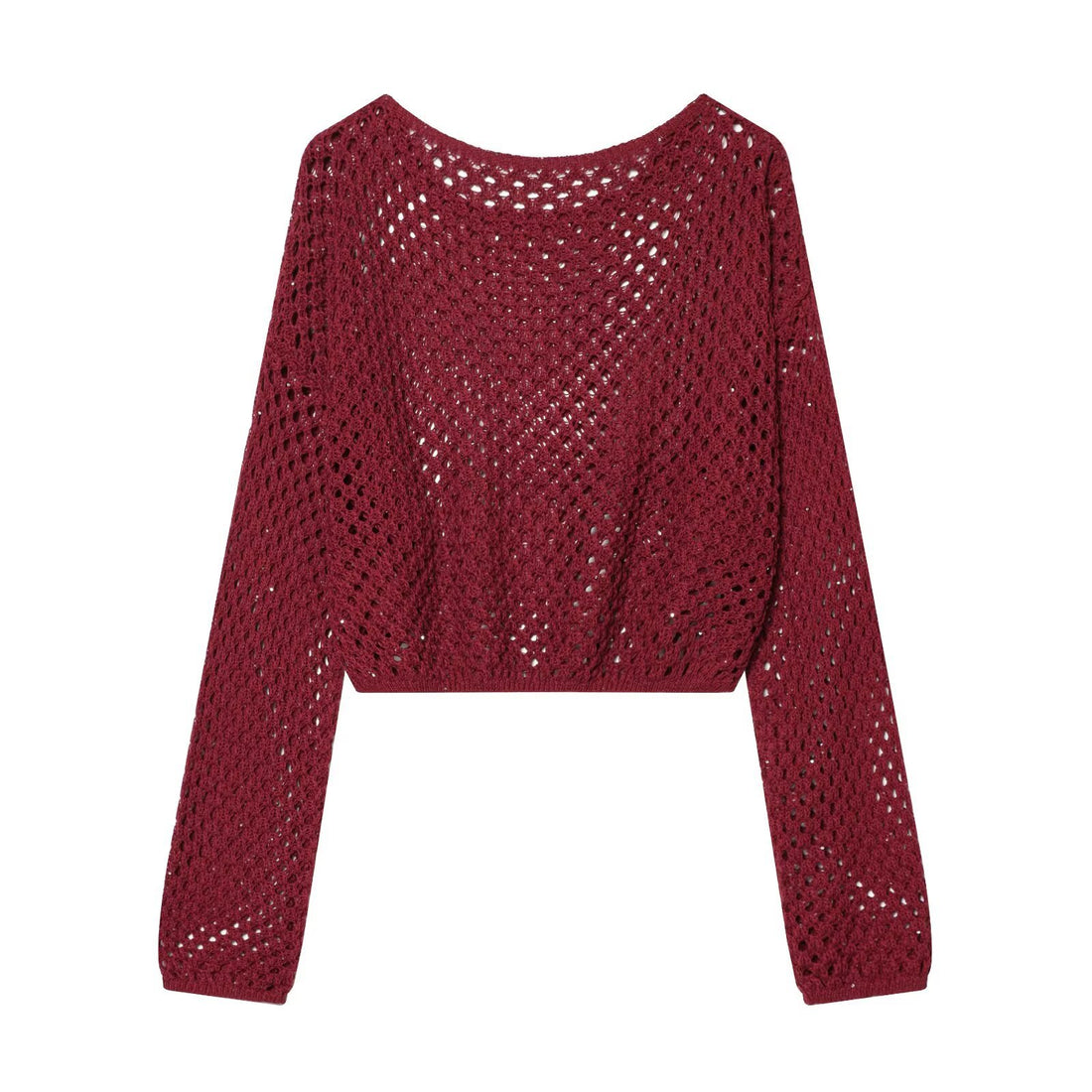 Damen Kurzgeschnittener Häkelpullover mit Lochmuster und weitem Ausschnitt Echo Archiv