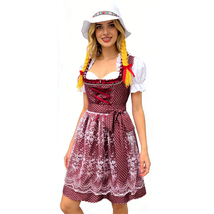 Damen nan traditionelles Dirndl mit Spitzen-Schürze und Herzausschnitt Echo Archiv