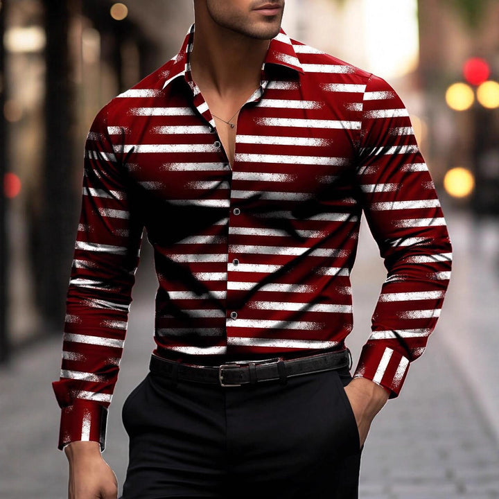 Herren elegantes Langarmhemd mit modernem Streifen-Design Echoarchiv