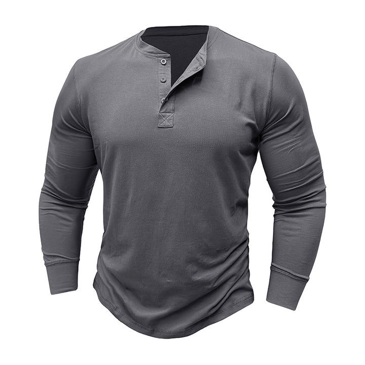 Herren modernes Langarmshirt mit Knopfleiste und bequemen Schnitt Echoarchiv