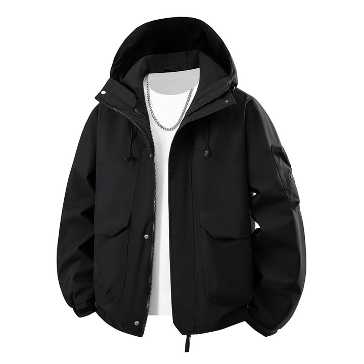Herren wasserdichte Kapuzenjacke für den Außenbereich mit winddichter Membran, verstellbarem Saum und multifunktionalen Taschen – Cavarno
