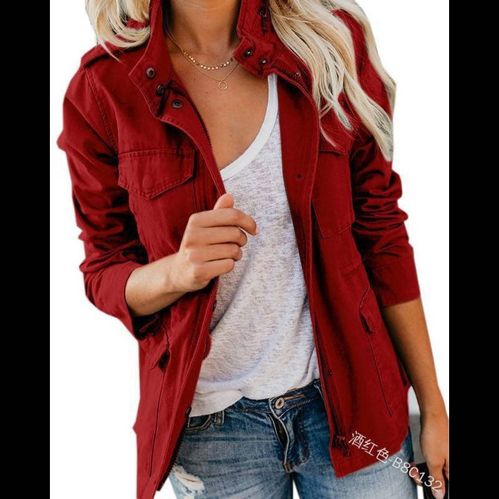 Damen Utility-Fieldjacke mit Stehkragen, aufgesetzten Taschen und Taillenzug Echo Archiv