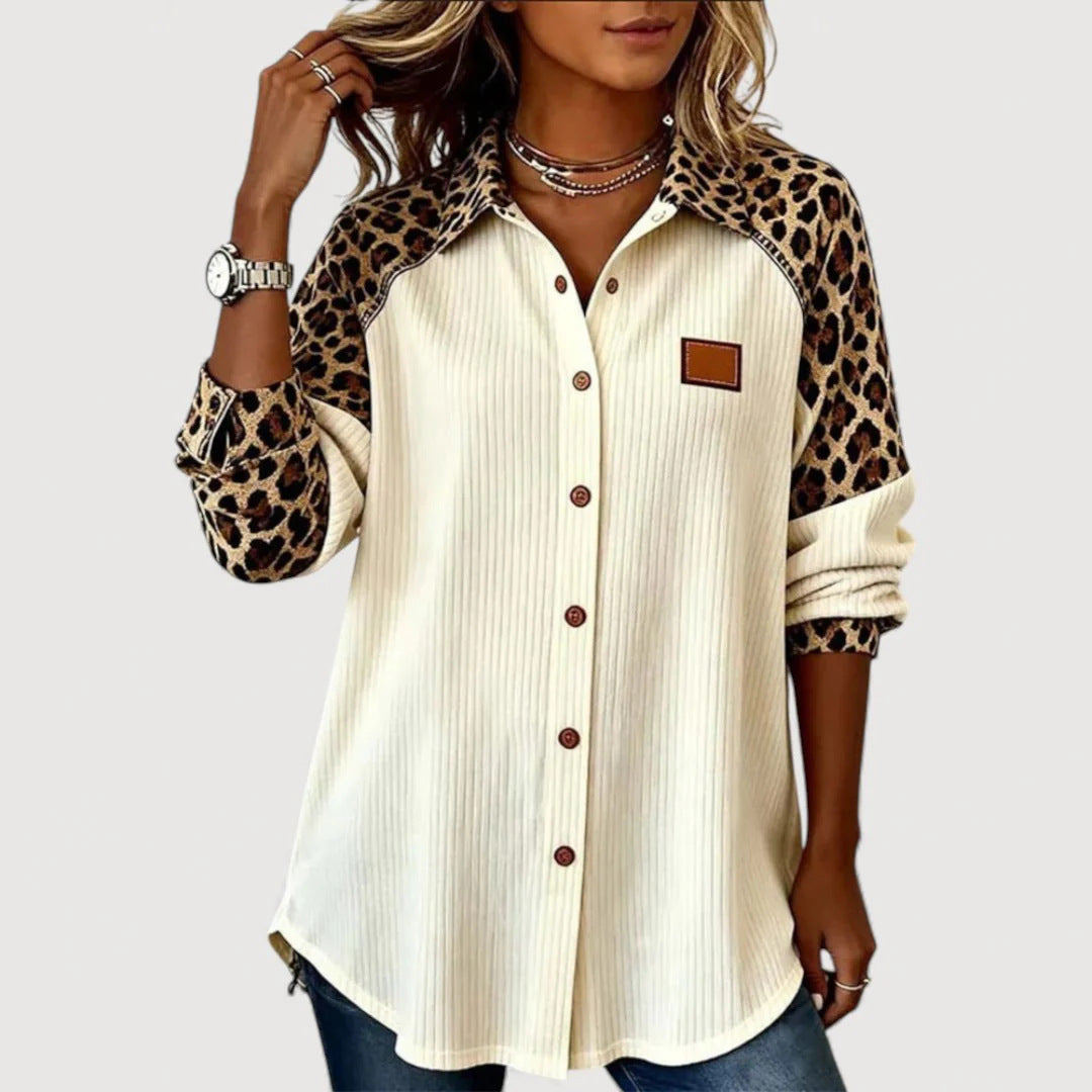 Damen Modisches Langarmshirt mit Animal-Print – Avérine